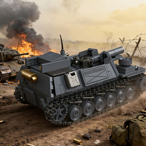 1/35 Ww2 MOC carro armato tedesco sturmpaner II bisonte artiglieria semovente Mini veicolo corazzato fai da te giocattolo set di blocchi di costruzione - Product Image 4