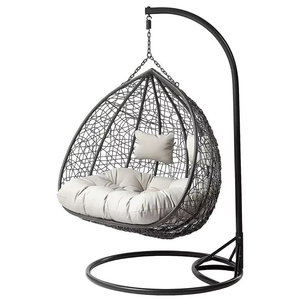 Fauteuil œuf <span class=keywords><strong>suspendu</strong></span> moderne à double siège, balançoire en rotin PE pour jardin extérieur, chambre à coucher, parc, salon, siège de loisirs confortable - Product Image 1