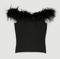 KD – haut en tricot à plumes pour femme, haut de luxe, avec ourlet court