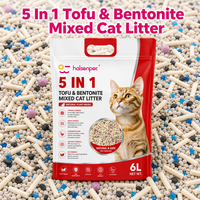 Sable pour chat agglomérant supérieur 5 en 1, triple défense anti-odeurs, Tofu, Bentonite, Zéolite, Charbon Actif, Vente en gros directe usine