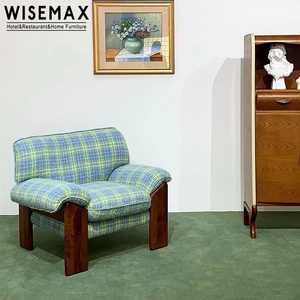 WISEMAX FURNITURE chaise d'accent en bois massif design italien boucle tissu meubles de salon canapés loisirs simples <span class=keywords><strong>fauteuil</strong></span> bas - Product Image 2