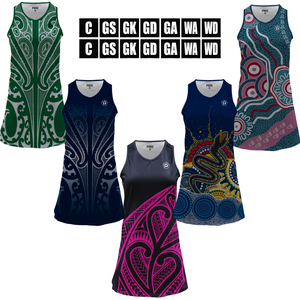 Robe de netball personnalisée style indigène pour femme, uniforme d'équipe par sublimation, respirante, séchage rapide, motif tatouage maori, vente en gros - Product Image 1