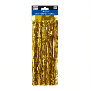 Guirnalda de Flecos Metálicos Dorados DS-004, Decoración para Fiestas en Interiores, Reutilizable, Forma Rectangular - Product Image 1