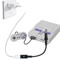 Cable de alimentación hembra tipo C para consola SNES, cable de repuesto corto negro de 10 cm