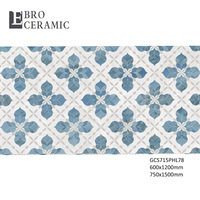 Décoration intérieure : Mosaïque de sol en marbre et porcelaine découpée au jet d'eau, motif incrusté au jet d'eau 600x1200 750x1500