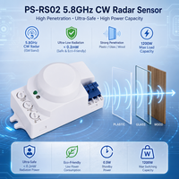 Sakelar Sensor Gerak Microwave 5.8GHz 1200W AC 110-240V 360 Derajat Sensor Radar Terintegrasi untuk Lampu Langit-langit LED Lampu Tri-proof