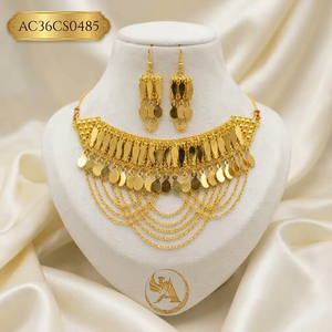 Luxury Arabic Trendy Chic Jewelry Set 18K Gold Plated Chokers Statement Necklace Earrings Women | Dubai <b>Bridal</b> Wedding Jewelry - Product Image 1