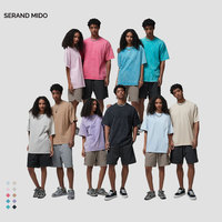 T-shirts streetwear pour hommes de haute qualité, 325 GSM, poids lourd, 100% coton, tricot uni, effet délavé, épaules tombantes, coupe oversize
