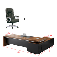 Table de direction moderne de luxe léger pour entreprise, ensemble bureau et chaise de patron au design simple et élégant avec armoire latérale et bibliothèque