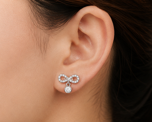 Pendientes de Plata de Ley 925 con Diseño de Infinito y Baño de Rodio, Joyería Elegante para Mujer, Joyería de Moda para Bodas, Precio al por Mayor - Product Image 1