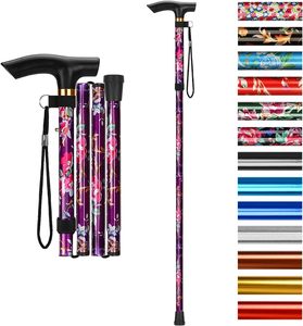 Bastone da Passeggio Pieghevole con 5 Livelli di Regolazione dell'Altezza, Leggero e Portatile, con Cinturino da Polso per Anziani, Disabili, <span class=keywords><strong>Uomini</strong></span> e Donne - Product Image 2