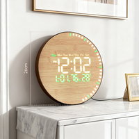 Horloge murale numérique à affichage LED grand format en bambou, avec télécommande, pour la décoration moderne de la chambre à coucher, EMAF