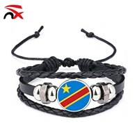 Sportfan-Set mit Kongo-Flagge: Haarband, Halskette, Schlüsselanhänger, Armbänder, Mützen und Handfahne für Fußballfans
