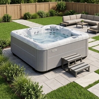 Jacuzzi Cuadrado VIRLUX de 2.13m con 54 Chorros de Masaje y 1 Tumbona para Espacios Exteriores