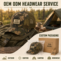 Gorra Trucker de Camuflaje Personalizada con Estampado de Colocación Precisa, Frente de Sarga de Algodón y Malla Transpirable en la Parte Trasera con Cierre Ajustable para Marcas de Actividades al Aire Libre