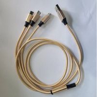 Kabel V8 mikro multifungsi, kepang nilon Logo kustom 1.2 m 4 kaki USB 3 in 1 untuk ponsel pintar