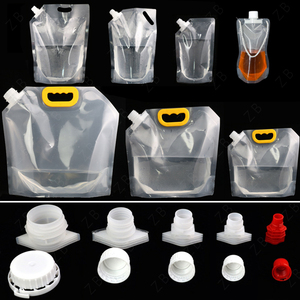 Reusable Clear Plastic <b>Drink</b> Liquid Pouch for Wine Juice Packaging Transparent Nozzle Pouch <b>Stand</b> up Spout Pouch Bag with Handle - Product Image 2