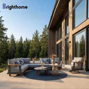 Luxury Aluminum Hotel Outdoor Furniture Patio <b>Set</b> Garden Corner Modular Sectional Resort <b>Sofas</b> with Teak Arm Bp-8663 Waterproof - Product Image 2