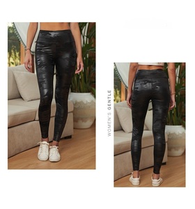 Leggings neri a vita alta da <span class=keywords><strong>donna</strong></span> pantaloni elasticizzati <span class=keywords><strong>in</strong></span> ecopelle testurizzati leopardati Leggings autunnali Skinny Sexy femminili S-XL - Product Image 5