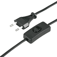 1,8M Euro-Flachstecker-Stromkabel mit 303-Schalter, EU 303 Tischlampenkabel, E27 Schwarzes Lampenkabel für Bastelarbeiten