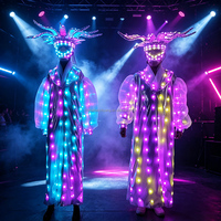 Costume LED Cyber style chinois avec cornes de dragon lumineuses pour scène, boîte de nuit, carnaval, défilé, événements et spectacles