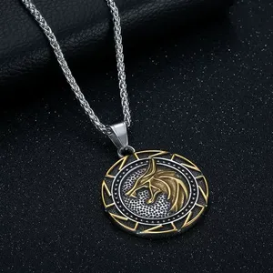 Hombres nórdico vikingo eslavo Lobo runa 316 joyería de acero inoxidable joyería de moda fina 18K Pvd chapado en oro colgante collares hombres - Product Image 3