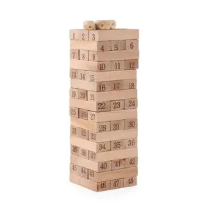 blocs petit Suppliers-Petits blocs en bois à empiler, imitables, pour enfants, tour de gobelet, blocs personnalisés avec chiffres, vente en gros, 51 pièces