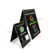 Présentoir en bois personnalisé pour cartes d'avis Google Social Media Review Menu Nfc Code QR Présentoir de table pour enseignes