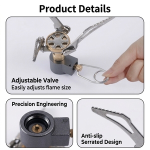 Campingkachel <span class=keywords><strong>Mini</strong></span> Geïntegreerd Opvouwbaar Butaan Handmatig Draagbaar Zakformaat Outdoor Survivaluitrusting Roestvrij staal Aluminiumlegering - Product Image 3