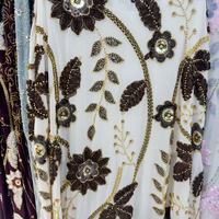Robe de soirée longue et ample haut de gamme, style artisanal, brodée de fleurs et perlée, pour cérémonie de mariage, ensemble robe et abaya musulmane