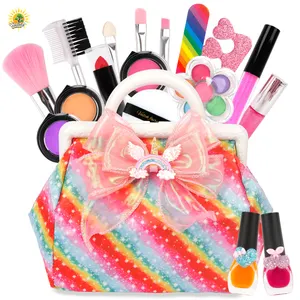 My First cosmetic Toys Princess Makeup Set Tool Pretend Play Kits Girls Cosmetic bag Washable makeup kits for girls