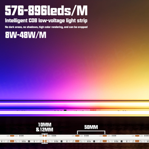 Tira de Luces LED RGB COB con Chip WS2811, 576 LED/M, DC24V 12V, 10 mm de Ancho, Direccionable, Alta Densidad, Flexible - Product Image 3