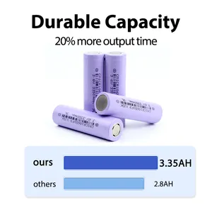 Batería recargable superior plana de 3,6 voltios 3350mAh 5A corriente de descarga 18650 batería de iones de litio batería de bicicleta eléctrica