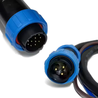 Câble étanche OEM personnalisé IP68 SP21 robuste WEIPU 3P/12P noir rond droit / à pince crocodile