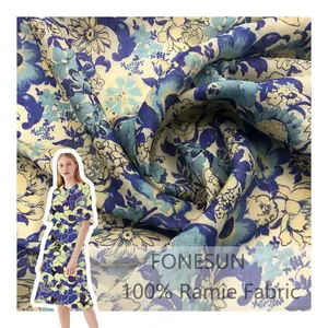 60S 100% Ramie Printed Newest Cheap Hot Sale 2020 High Quality Comfortable Ramie Fabric