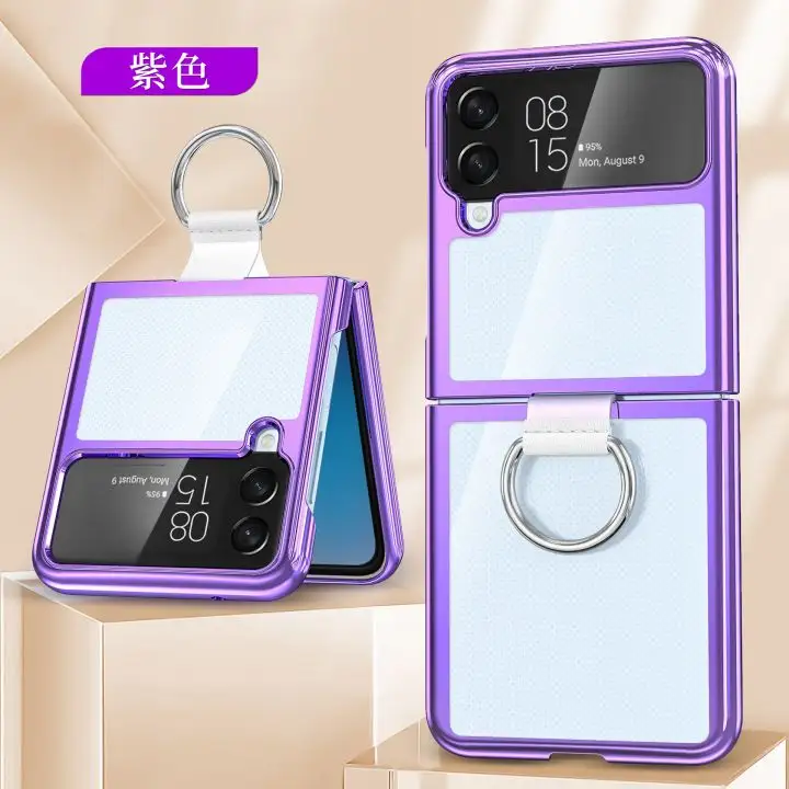 New Plating PC Shockproof Folding Transparent Mobile Phone Case Fold Clear Case Back Cover For Samsung Galaxy Z Flip4 Z Flip3
