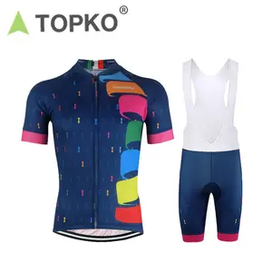 TOPKO fabrika spor bisiklet Jersey giysileri iki parçalı Set toptan OEM kadın bisiklet aktif spor bisiklet yüksek bel giyim