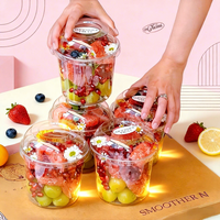Wegwerp transparante fruit snijbeker vork lepel commerciële afhaal verpakking verzegeld verdikt lekvrij PET plastic aangepaste logo voedselverpakking