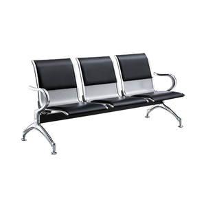 Chaise d'attente contemporaine en cuir 3 places, design moderne, mobilier en acier inoxydable pour hôpitaux, aéroports, bureaux, banques, gymnases - Product Image 5