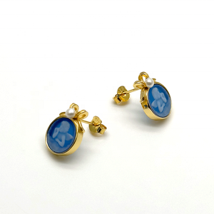 Heizun 2023 Antique Court Style Vintage Femme Bijoux Reine <span class=keywords><strong>Camée</strong></span> Broche Pins Nature <span class=keywords><strong>Agate</strong></span> boucle d'oreille - Product Image 3