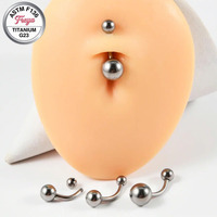 Freya gros G23 titane nombril anneaux Simple 14G courbé haltère nombril corps Piercing bijoux pour femmes hommes Piercings