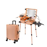 Valise à roulettes à éclairage led extra large studio de maquillage cosmétique professionnel avec haut-parleur