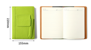 Agenda personnalisé avec logo en tissu, couverture rigide, poche et emplacement pour stylo sur la couverture, pages intérieures amovibles - Product Image 5
