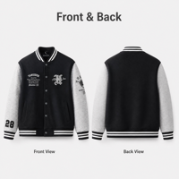 Veste universitaire vintage style collège en gros, broderie chenille, veste de baseball noire oversize, streetwear