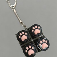 Cute Cat Paw Plastic Keycap Fidget Keychain 4 Keys Press Sound Decompression Toy Mechanical Keyboard Pendant Stress Relief Gift
