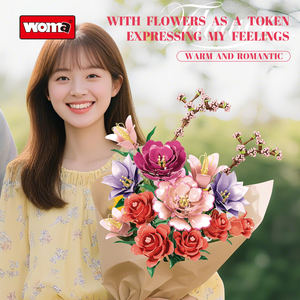 Set de Bloques de Construcción de Ramo de Flores Artificiales Woma Factory con Rosas, Peonías, Lirios, Eustomas y Ramas de Flor de Durazno (11309) - Product Image 4