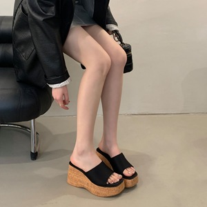 NOVEDAD DE VERANO 2025, Sandalias de tacón de cuña de suela gruesa, suela de grano de <span class=keywords><strong>madera</strong></span> de esponja, zapatos de mujer de tacón alto con punta abierta - Product Image 2