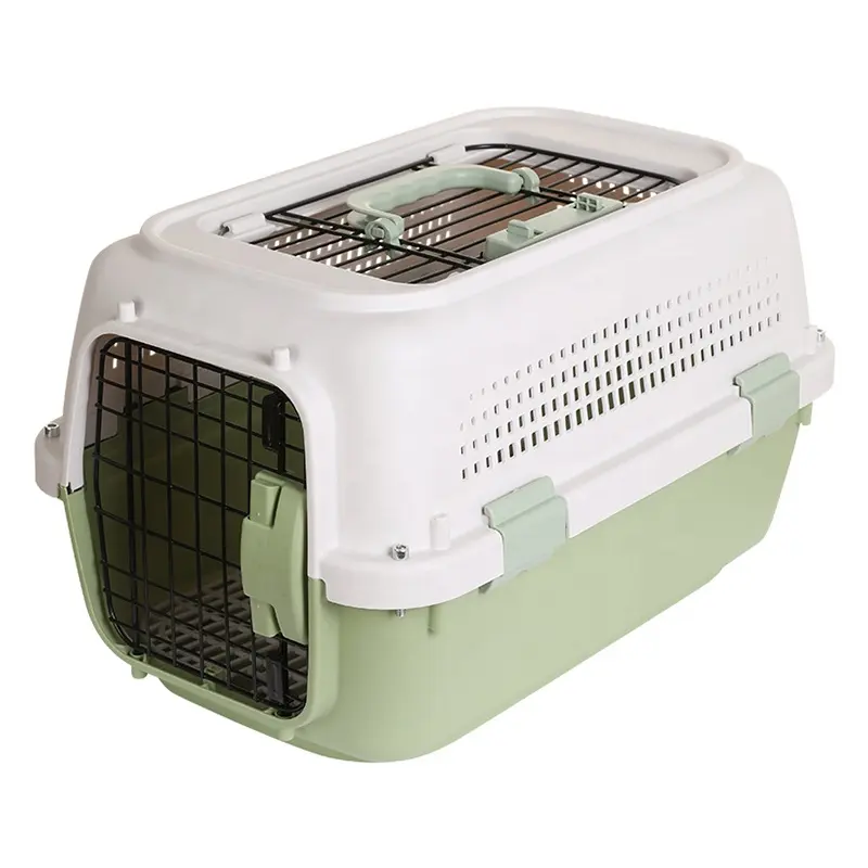 BunnyHi PET038 Fashion Dog Accessories Portable 2 Door Cat Cages Pet Carriers With Skylight Window For Small Cats