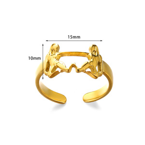 แหวนสแตนเลสสตีลชุบทองคลาสสิกพิมพ์ลายเสือดาวปรับได้-เครื่องประดับผู้หญิง - Product Image 5