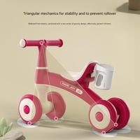 Vélo d'équilibre pour enfants 3 en 1 (sans pédale) Trottinette à quatre roues et vélo parallèle avec amortisseur et porte-gobelet